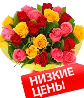 25 разноцветных кенийских роз 25 разноцветных кенийских роз