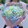 Букет_Радужный букет с голубой гортензией