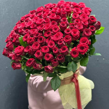 Букет_101 бордовая роза Премиум